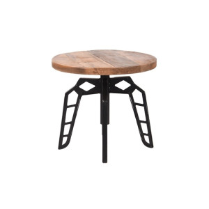 Massivholz Tisch Beistelltisch Couchtisch rund Metall LABEL51 Pebble 45x45x40 cm