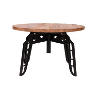 Massivholz Tisch Couchtisch Beistelltisch rund Metall schwarz LABEL51 Pebble 80x80x49 cm