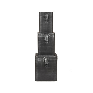 Aufbewahrungskiste Box Kasten Dose eckig mit Clip Küche Büro Bad Deko Metall schwarz antik Größe M LABEL51 12x13x17 cm