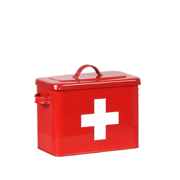 Erste-Hilfe-Box Kasten Kiste Pflaster Verbandszeug Medikamente Badezimmer Metall rot LABEL51 30x14x21 cm
