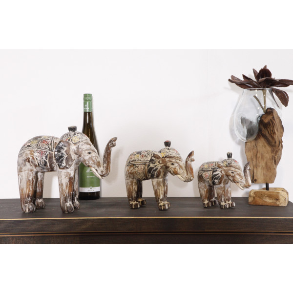 Dekofigur Elefant aus Teakholz 24 cm Deko Dekoration Teak