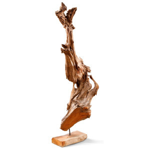 Holz Skulptur Treibholz 100cm hoch Teak Wurzelholz Holzdeko Garten Dekoration