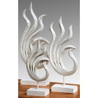 Skulptur Albasiaholz Figur Deko Holz Standfigur Flamme 40cm