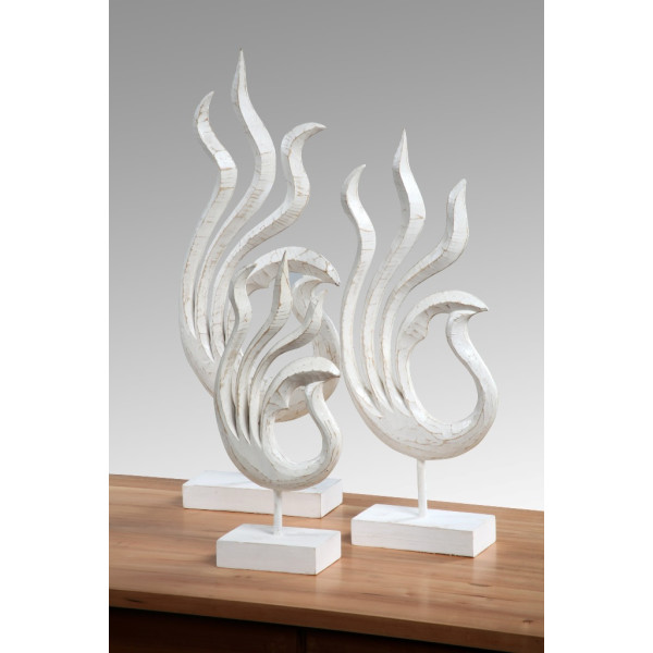 Skulptur Albasiaholz Figur Deko Holz Standfigur Flamme 70cm XXL