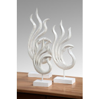 Skulptur Albasiaholz Figur Deko Holz Standfigur Flamme 70cm XXL