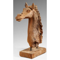 Holzpferd Pferd Pferdekopf Dekofigur Dekoration Skulptur 50H cm Teakholz XXL