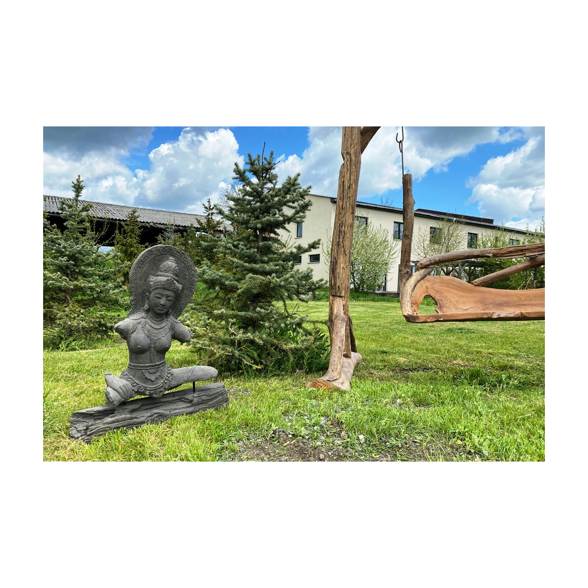 Skulptur Steinguss Büste Gartenfigur Steinfigur "Buddha" 2 Feng Shui Deko 