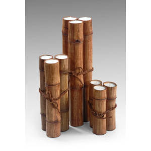 Bambuskerze Kerze in Bambusstamm Deko Kerze XXL 40cm