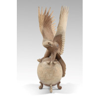 Adler Statue aus Holz kunstvoll geschnitzt 100cm Holzadler Teak