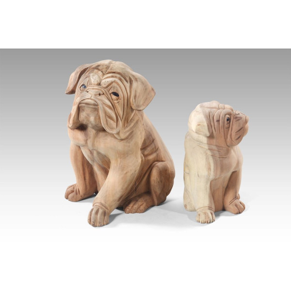 Bulldogge, Bulldog, Bully aus Teakholz Deko Dekoration Holzfigur Figur aus Holz 20cm