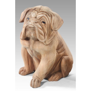 Bulldogge, Bulldog, Bully aus Teakholz Deko Dekoration Holzfigur Figur aus Holz 20cm