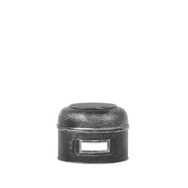 Vorratsdose Aufbewahrung Behälter Dose flach rund Metall Schwarz LABEL51 Größe M 18 x18 x10 cm